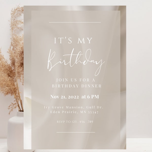 Birthday Dinner Invitation, Digital Birthday Dinner Invite, Electronic Birthday Invitation, Marble Dinner Invitation, Birthday Dinner Evite