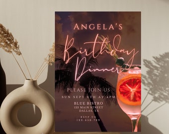 Classy Birthday Dinner Invitation: Editable Digital Party Invite