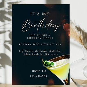 Elegant Birthday Dinner Invitation: Editable Template (PDF)
