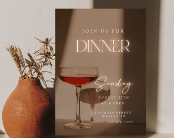 Dinner Invitation, Dinner Invite Template, Dinner Party Invitation, Digital Digital Dinner Invitation