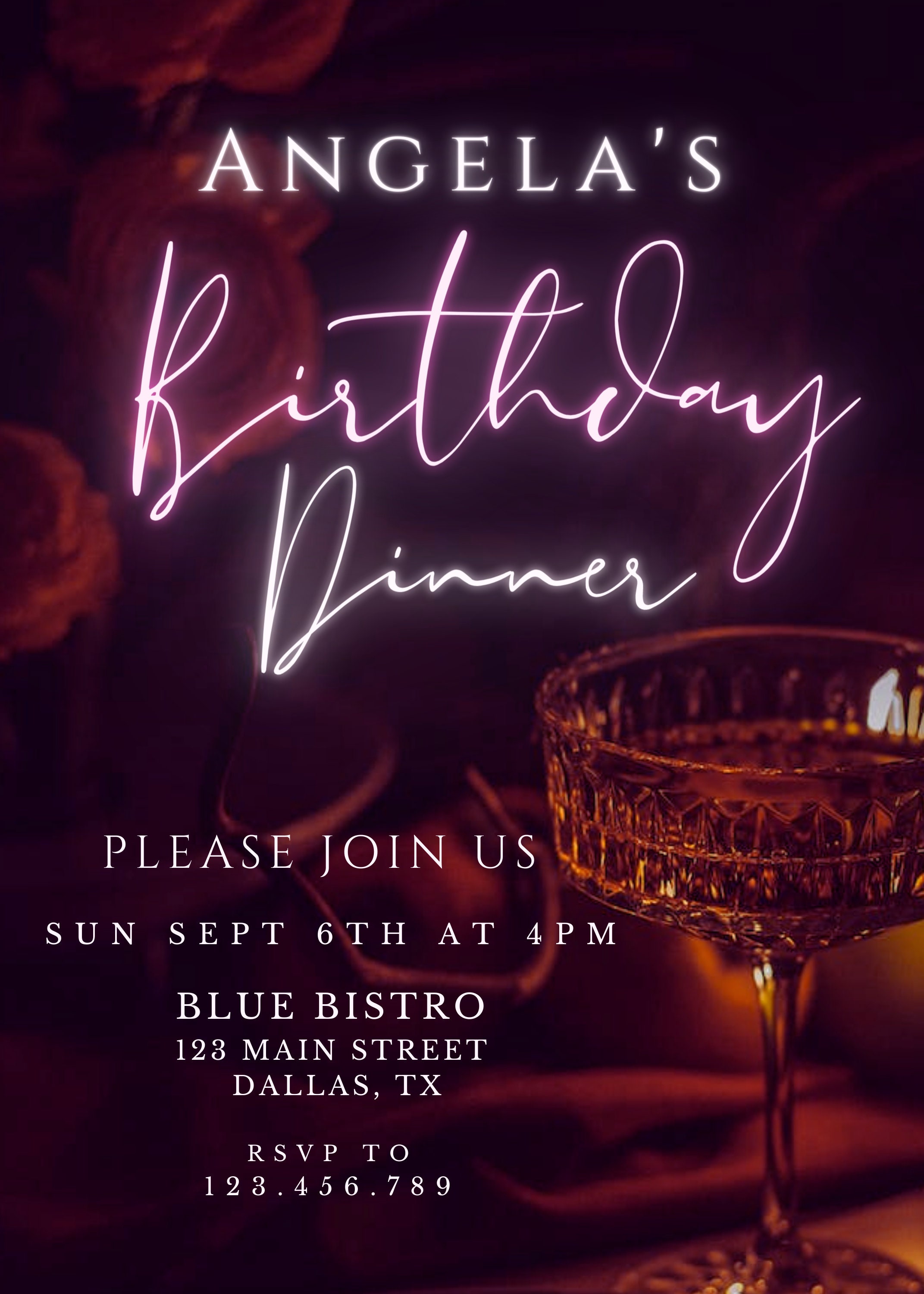 Birthday Dinner Invitation, Dinner Party Invitation, Dinner Invitation