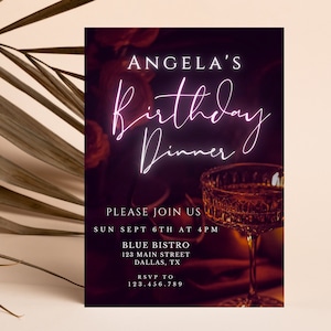 Birthday Dinner Invitation, Dinner Party Invitation, Dinner Invitation, Birthday Dinner Invite