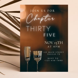 Digital 35th Birthday Invitation, 35th Birthday Invitation, 35th Birthday Invite, Adult Birthday Party Invitation, Editable Template,