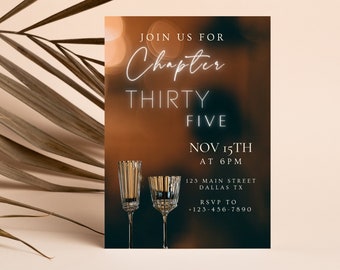 Plantilla elegante de invitación para el 35.º cumpleaños (descarga digital)