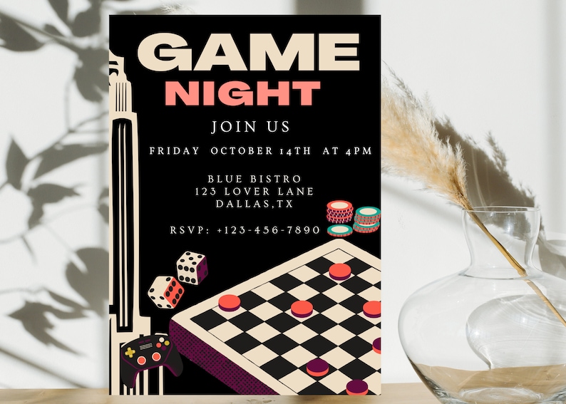 Game Night Invitation, Game Night Invitation Templates, Game Night Invitation Digital, Game