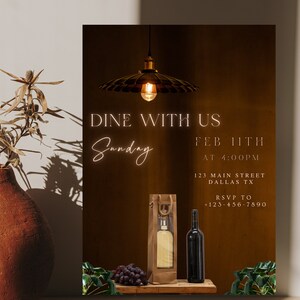 Dinner Party Invitation, Elegant Dinner Invitation, Birthday Dinner Invite