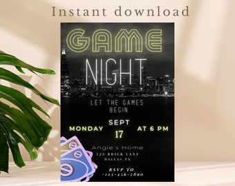 Game Night Invitation Template: Editable Digital Evite