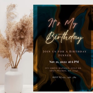 Digital Birthday Invitation Template, Electronic Birthday Party Invitation, Adult Birthday, Text Evite