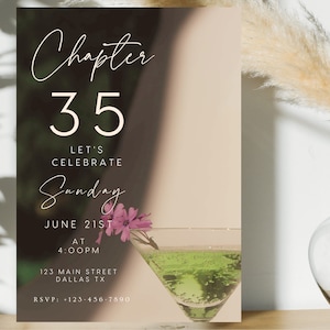 Digital 35th Birthday Invitation, 35th Birthday Invitation, 35th Birthday Invite, Adult Birthday Party Invitation, Cocktail Invite