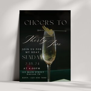 Elegant 35th Birthday Invitation: Champagne Cheers (Digital Download)