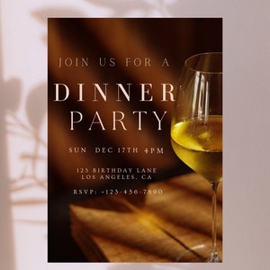 Dinner Party Invitation, Birthday Dinner Invitation, Dinner Invitation Template, Digital Invitation