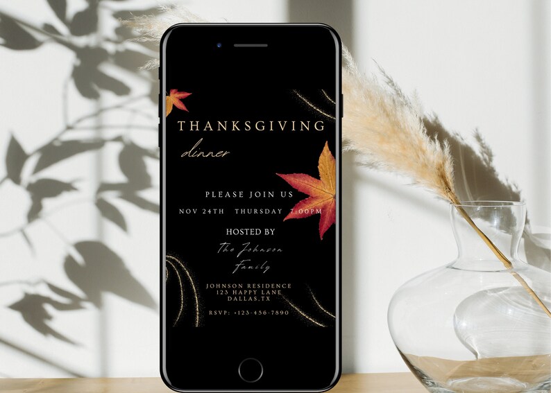 Thanksgiving Dinner Invitation Template Digital Thanksgiving Etsy