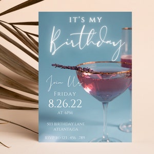 Birthday Dinner Invitation: Editable Cocktail Party Template (PDF)