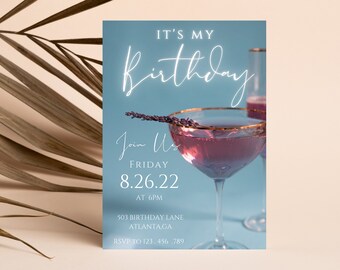 Birthday Dinner Invitation: Editable Cocktail Party Template (PDF)