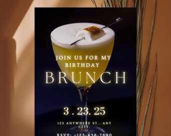 Birthday Brunch Invitation Template (Canva Editable)