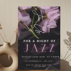 Jazz Music Flyer Template, Jazz Night Invitation, Jazz Evening Invite, Jazz Dinner Party Flyer Digital, Jazz Dinner Evite