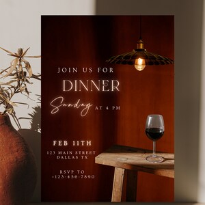Dinner Party Invitation, Elegant Dinner Invitation, Birthday Dinner Invite