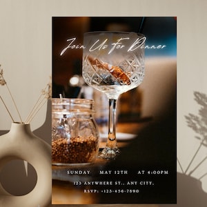 Dinner Party Invitation, Birthday Dinner Invitation, Dinner Invitation Template, Digital Invitation