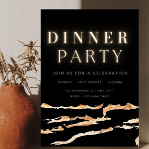 Dinner Party Invitation, Birthday Dinner Invitation, Dinner Invitation Template, Digital Invitation