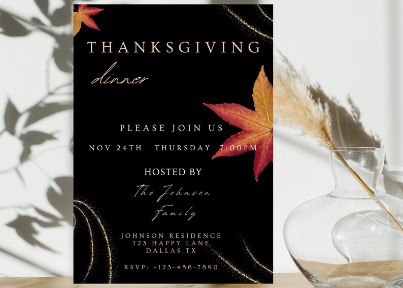 Thanksgiving Dinner Invitation Template Digital Thanksgiving Etsy