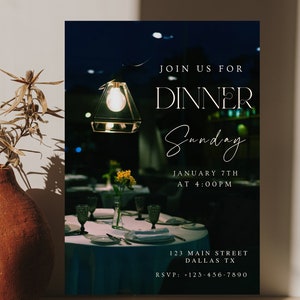 Dinner Party Invitation, Digital Dinner Invitation , Elegant Dinner Invitation