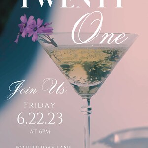 Elegant 21st Birthday Invitation Template (Digital Download) image 2