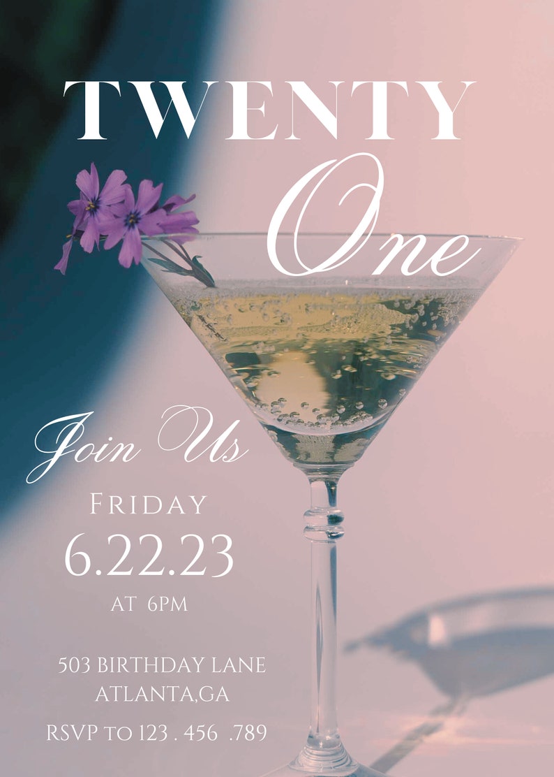 Elegant 21st Birthday Invitation Template (Digital Download) image 2