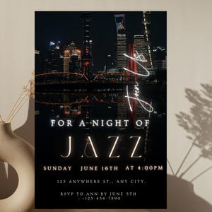 Jazz Music Flyer Template, Jazz Night Invitation, Jazz Evening Invite, Jazz Dinner Party Flyer Digital, Jazz Dinner Evite