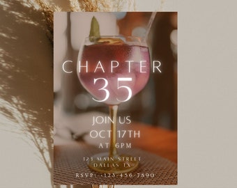 Elegante invitación a la cena de 35 cumpleaños (descarga digital)
