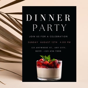 Dinner Party Invitation, Birthday Dinner Invitation, Dinner Invitation Template, Digital Invitation
