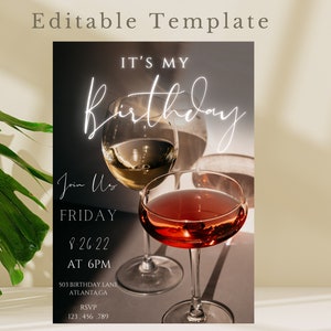 Birthday Dinner Invitation, Birthday Dinner Invite, Birthday Invitation, Dinner Invitation, Adult Birthday