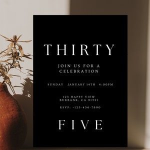 Digital 35th Birthday Invitation, Simple 35th Birthday Invitation, Birthday Dinner Invitation