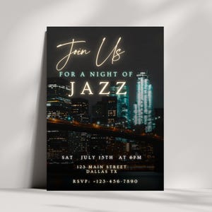 Jazz Music Flyer Template, Jazz Night Invitation, Jazz Evening Invite, Jazz Dinner Party Flyer Digital, Jazz Dinner Evite