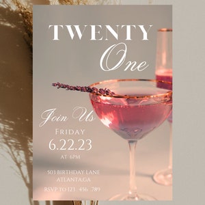 21st Birthday Invitation, 21st Birthday Invitation for Her, 21st Birthday Invitation Downloadable, 21st Birthday Invitation Template