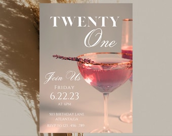 Elegant 21st Birthday Invitation Template (Digital Download)
