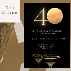 Elegant 40th Birthday Invitation Template (Digital Download)