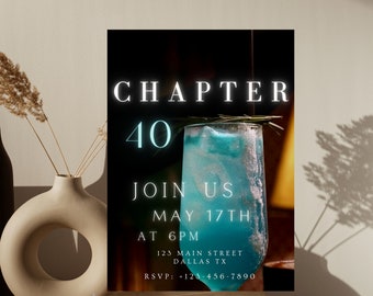Elegant 40th Birthday Dinner Invitation (Digital Download)