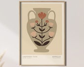 Berggruen Cie Abstract Floral Line Art, Exhibition Poster Amphora Vase, Minimalist Museum Poster, Bohemian Floral Poster, Printable Art