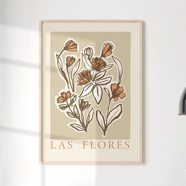 Las flores market neutral art poster The earth laughs in flowers art print Flower market poster Florist gift Beige Printable Art Matisse