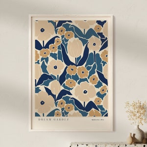 Blue And Beige Floral Print Matisse Blue Exhibition Poster Flower Market Print Art Vintage Exhibition Matisse Poster Digital Download