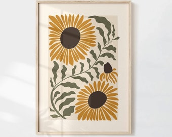 Matisse Sunflower Print: Minimalist Botanical Wall Art (Digital Download)