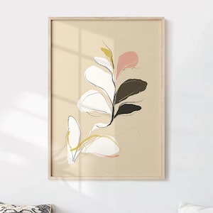 Floral Stillleben Mix Zeichnung Stimmungsvoll Botanische Kunst Organische Formen Großer Abstrakter Druck Digitaler Download
