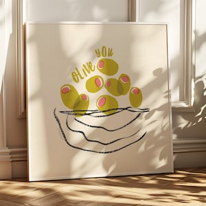 Kitchen Wall Art Food Poster Cute Olive Print Pop Art Instant Download Dining Room