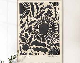 Abstract Botanical Flowers Poster Digital Download Wall Print Black Beige Abstract Flower Print Large Printable Art Boho Printable Art