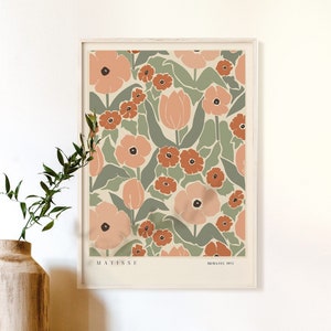 Impresión del mercado de flores Matisse rosa Descarga digital Póster del mercado de flores Decoración del hogar Arte verde salvia Exposición vintage Póster Matisse