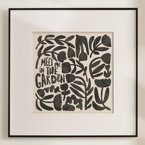 Abstrakte botanische Blumen Poster Digitaler Download Wanddruck schwarz beige abstrakte Blume Print große druckbare Kunst Boho druckbare Kunst