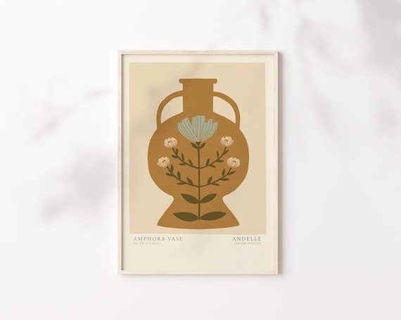 Greek Vase Art Print: Abstract Floral Pottery (Digital Download)