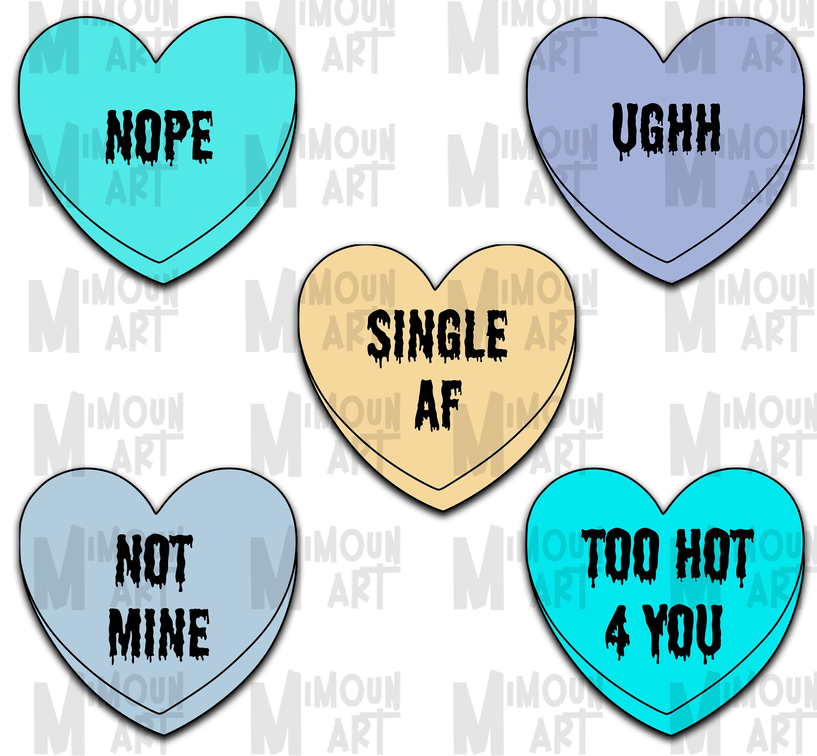 Valentine's Conversation Hearts Cliparts - Crella