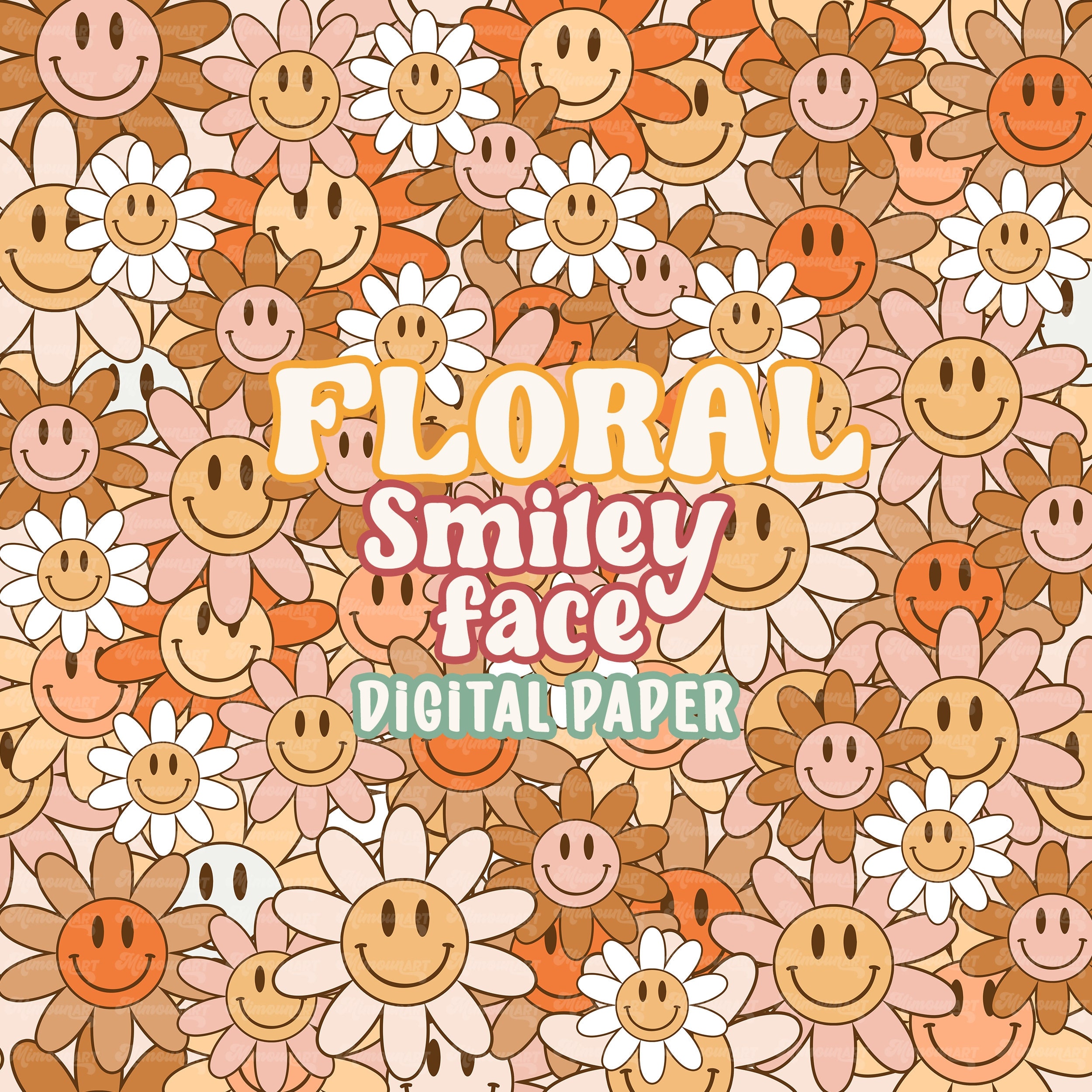 Smiley Face Flower Wallpaper - Etsy Smiley Face Flower Wallpaper - Etsy