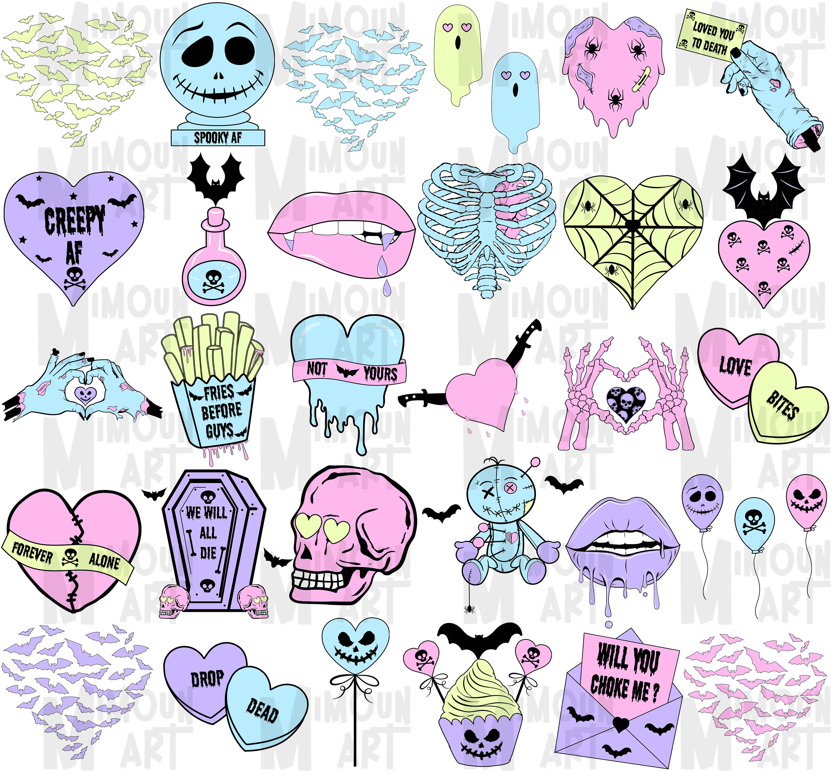 Spooky Valentines Day Clipart Bundle Creepy and Romantic - Etsy